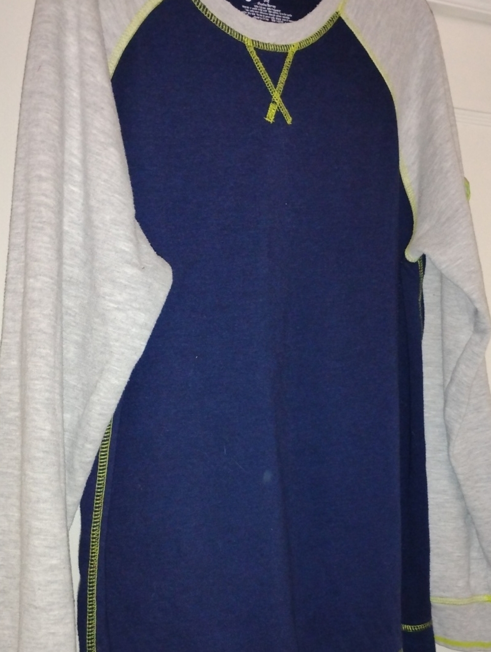 Kids Navy and Light Gray Long-Sleeve Raglan Top